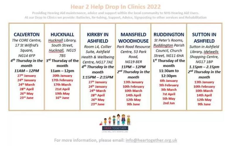 Hear 2 Help for adults For friendly advice and support with your hearing aids, pop down to one of our H2H clinics!